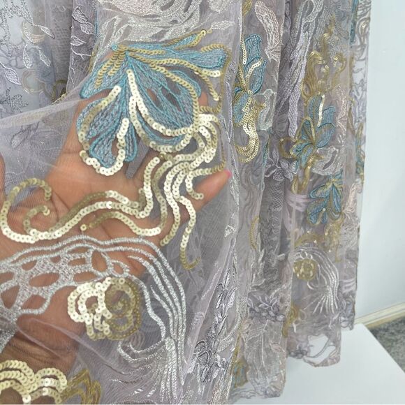 Mac Duggal 79374 Rose Applique Floral Embroidered Beaded Lace Maxi Gown, Size 16 - Picture 11 of 16